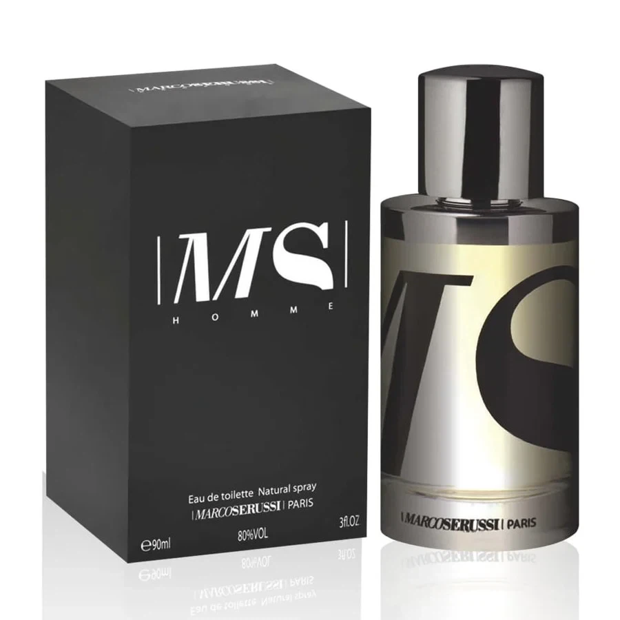 Marco Serussi Ms Homme manufacturer bottle, linked from the supplied product catalogue.