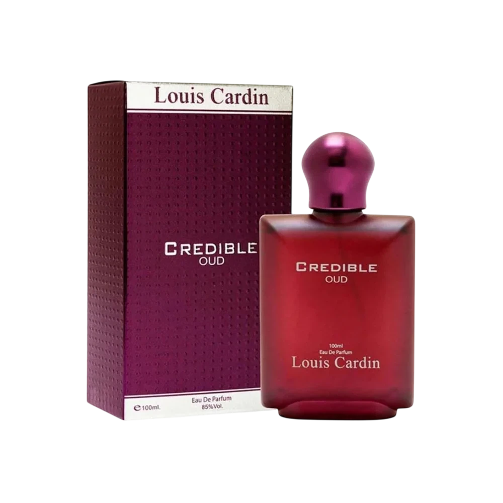 Louis Cardin Credible Oud manufacturer bottle, linked from the supplied product catalogue.