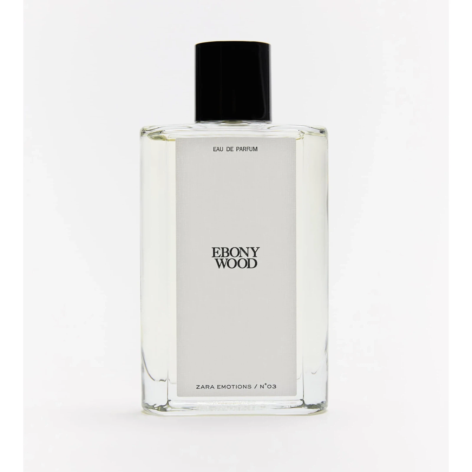 Zara Ebony Wood manufacturer bottle, linked from the supplied product catalogue.