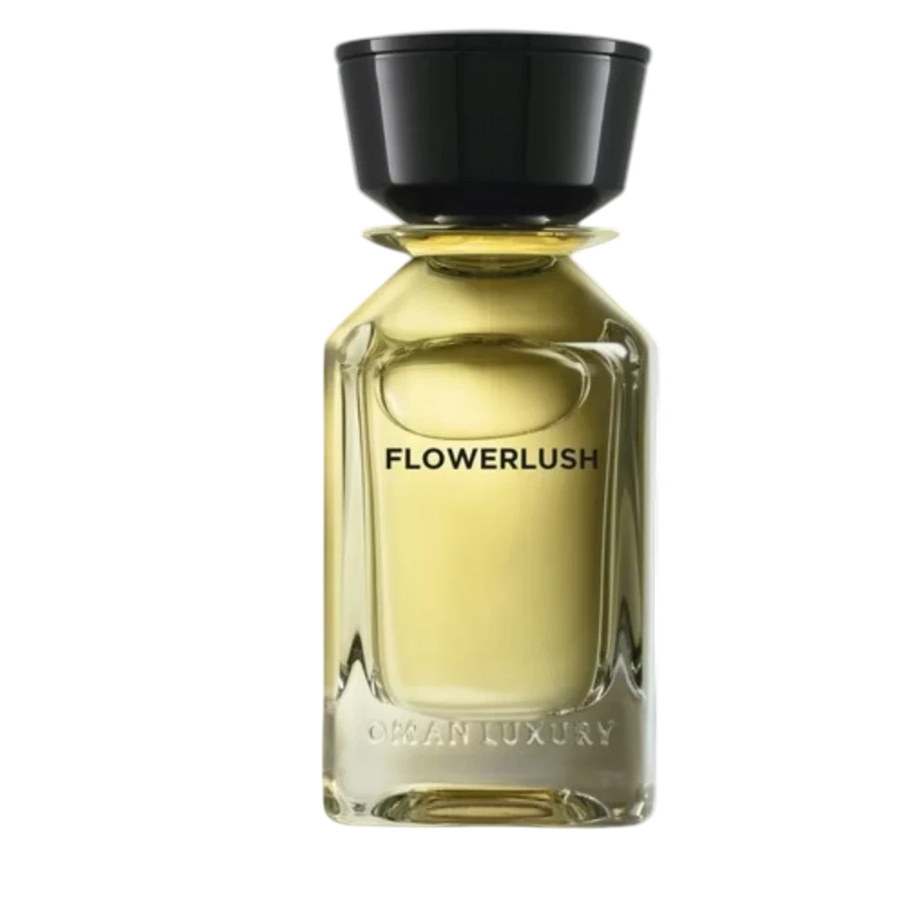 Oman Luxury Flowerlush Floral Woody Musk manufacturer bottle, linked from the supplied product catalogue.