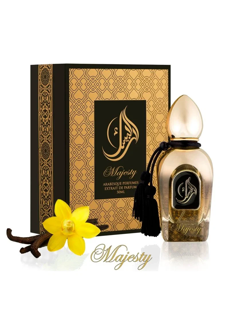 Arabesque MAJESTY manufacturer bottle, linked from the supplied product catalogue.