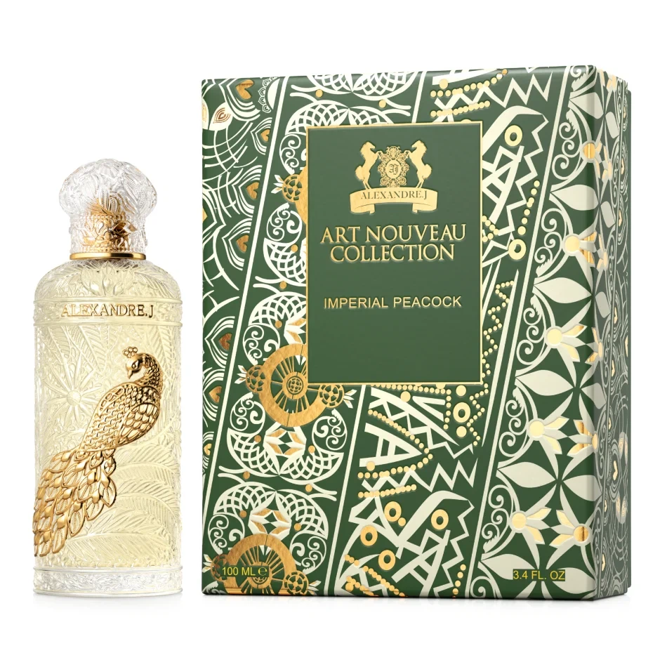 Alexandre J Art Nouveau Collection Imperial Peacock manufacturer bottle, linked from the supplied product catalogue.