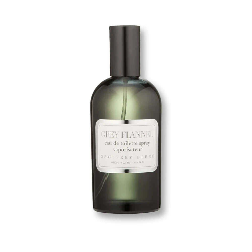 Geoffrey Beene Geoffrey Benne Grey Flannel manufacturer bottle, linked from the supplied product catalogue.