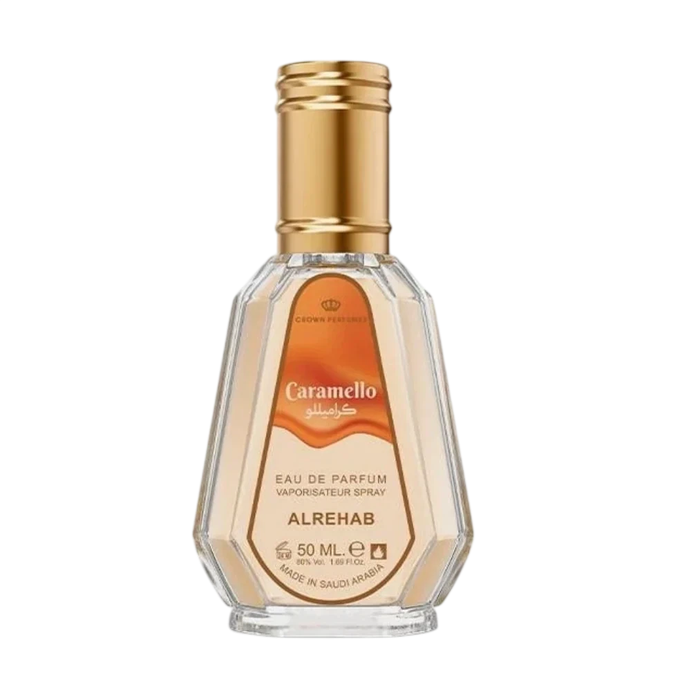 Al Rehab Caramello manufacturer bottle, linked from the supplied product catalogue.