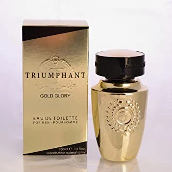 Triumphant Gold Glory MEN manufacturer bottle, linked from the supplied product catalogue.