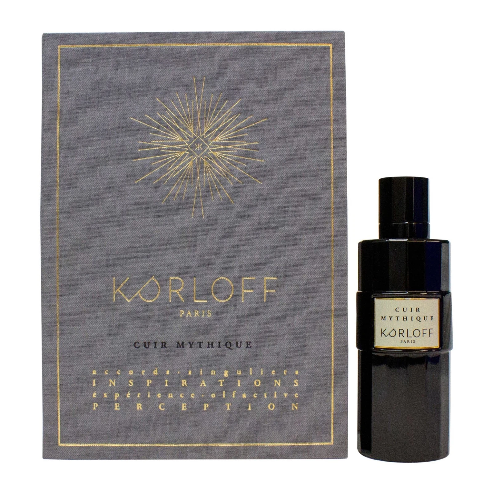 Korloff Cuir Mythique manufacturer bottle, linked from the supplied product catalogue.