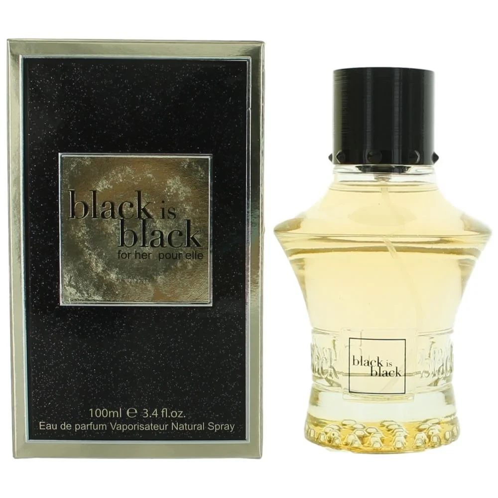 NuParfums Black is Black manufacturer bottle, linked from the supplied product catalogue.
