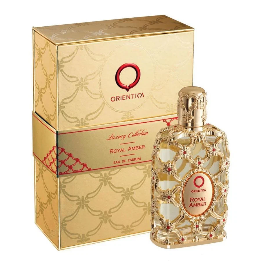 Orientica Luxury Collection Royal Amber manufacturer bottle, linked from the supplied product catalogue.