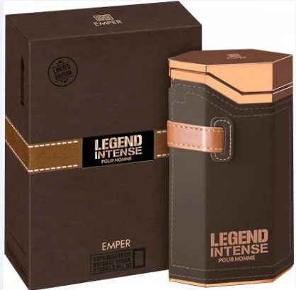 Emper Legend Intense manufacturer bottle, linked from the supplied product catalogue.