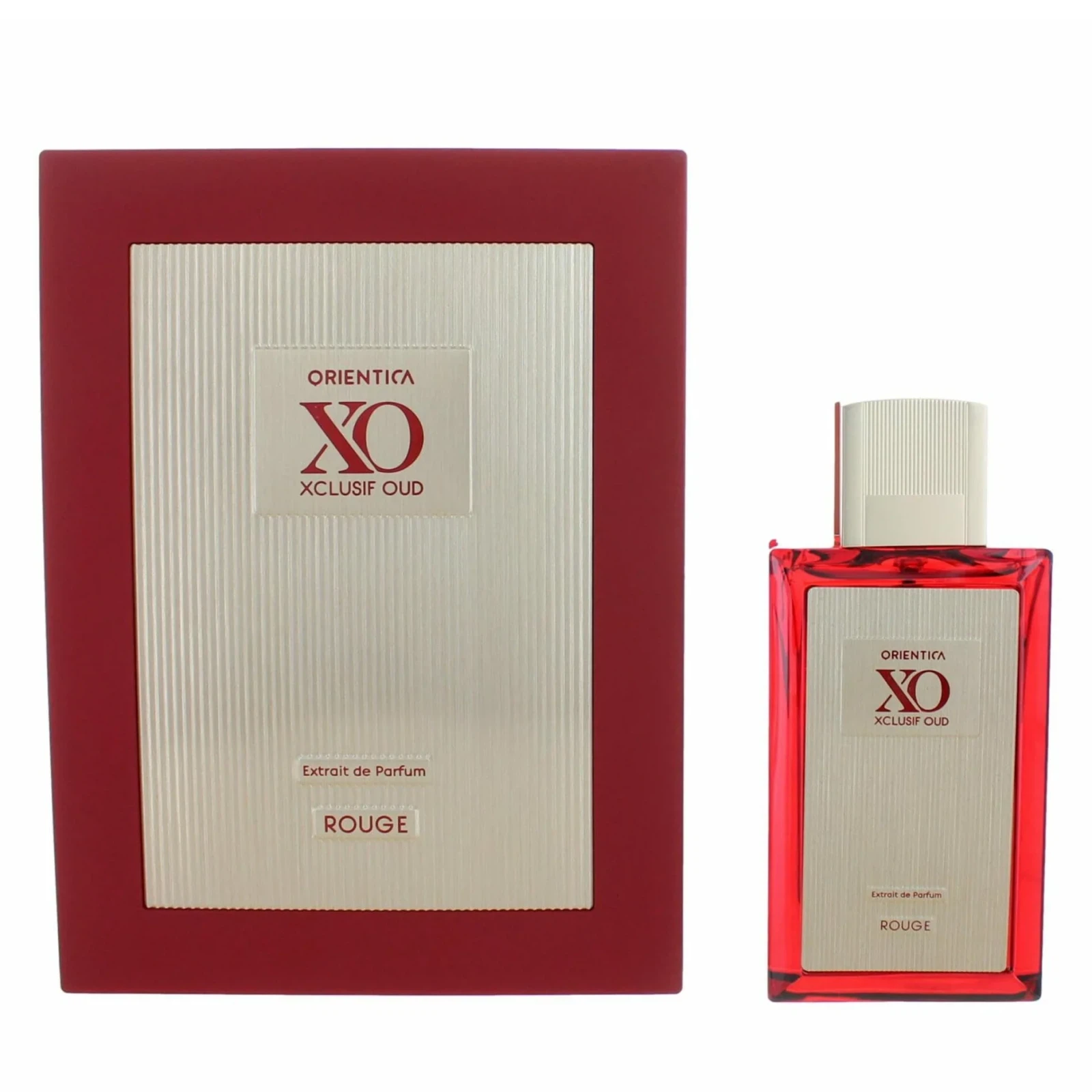 Orientica Xclusif Oud Rouge manufacturer bottle, linked from the supplied product catalogue.