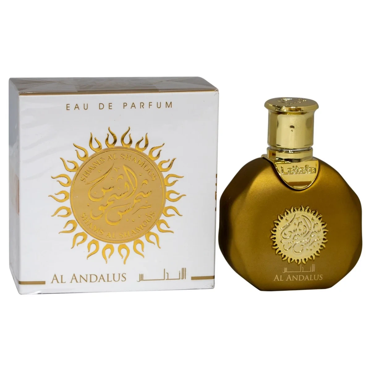 Lattafa Shams Al Shamoos Andalus manufacturer bottle, linked from the supplied product catalogue.