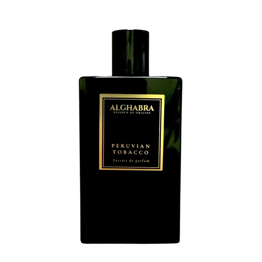 Alghabra Essence Of Origins Peruvian Tobacco manufacturer bottle, linked from the supplied product catalogue.