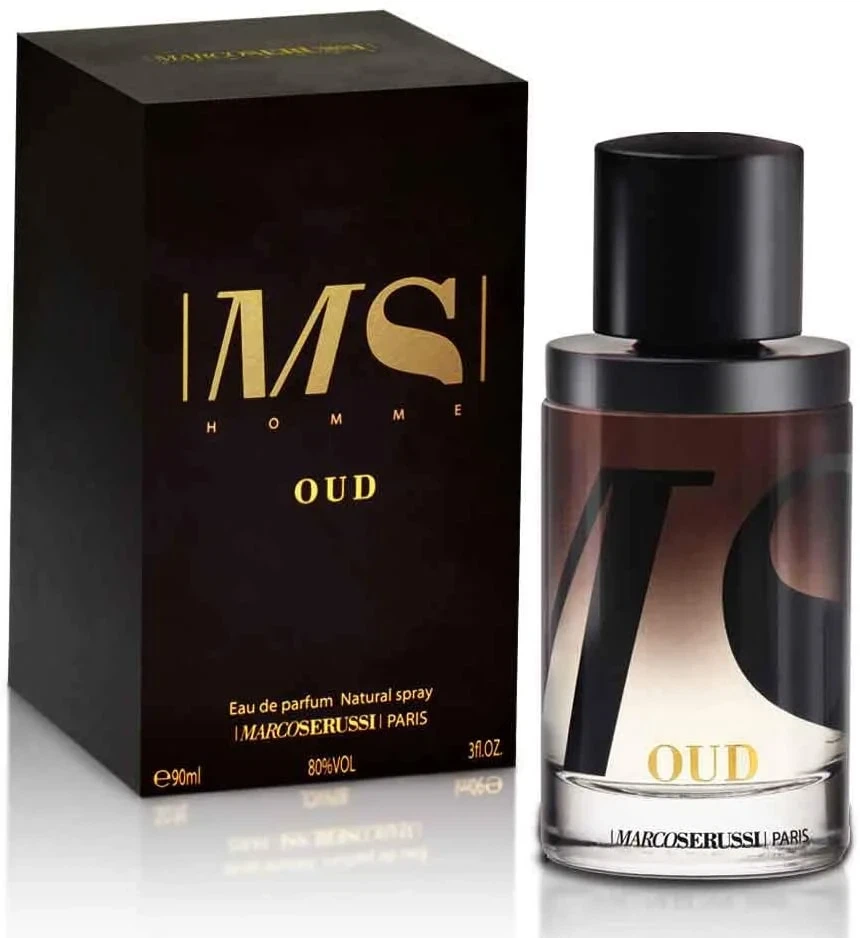 Marco Serussi OUD manufacturer bottle, linked from the supplied product catalogue.