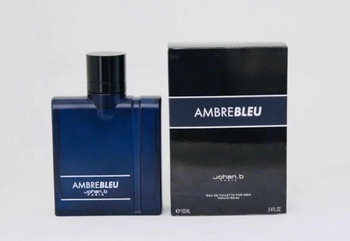 Johan.B Amberbleu manufacturer bottle, linked from the supplied product catalogue.
