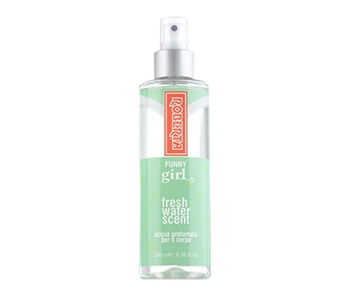 Roberta Funny Girl Fresh Water Scent manufacturer bottle, linked from the supplied product catalogue.