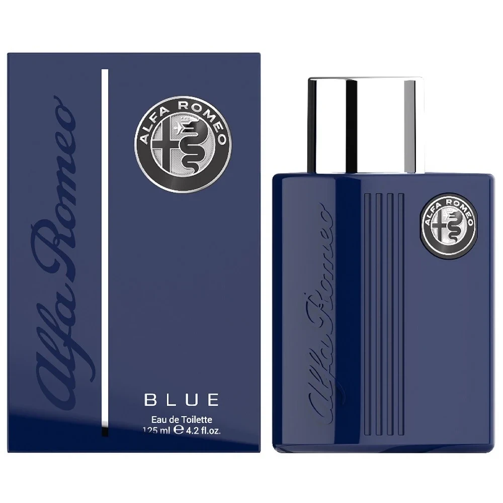 Alfa Romeo Blue manufacturer bottle, linked from the supplied product catalogue.