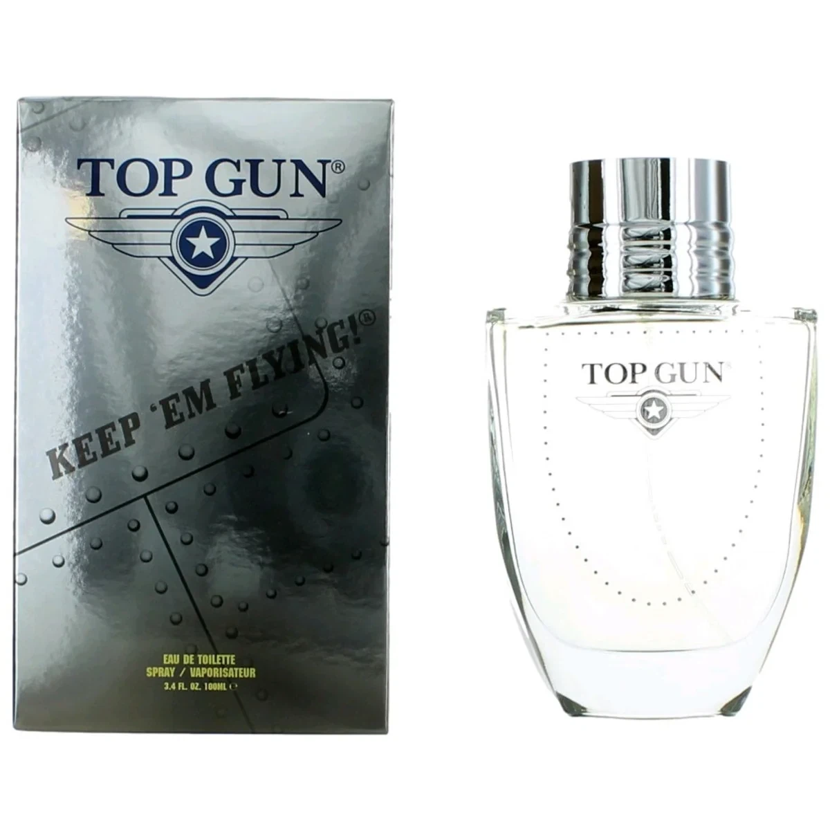 Top Gun Keep 'Em Flying! manufacturer bottle, linked from the supplied product catalogue.