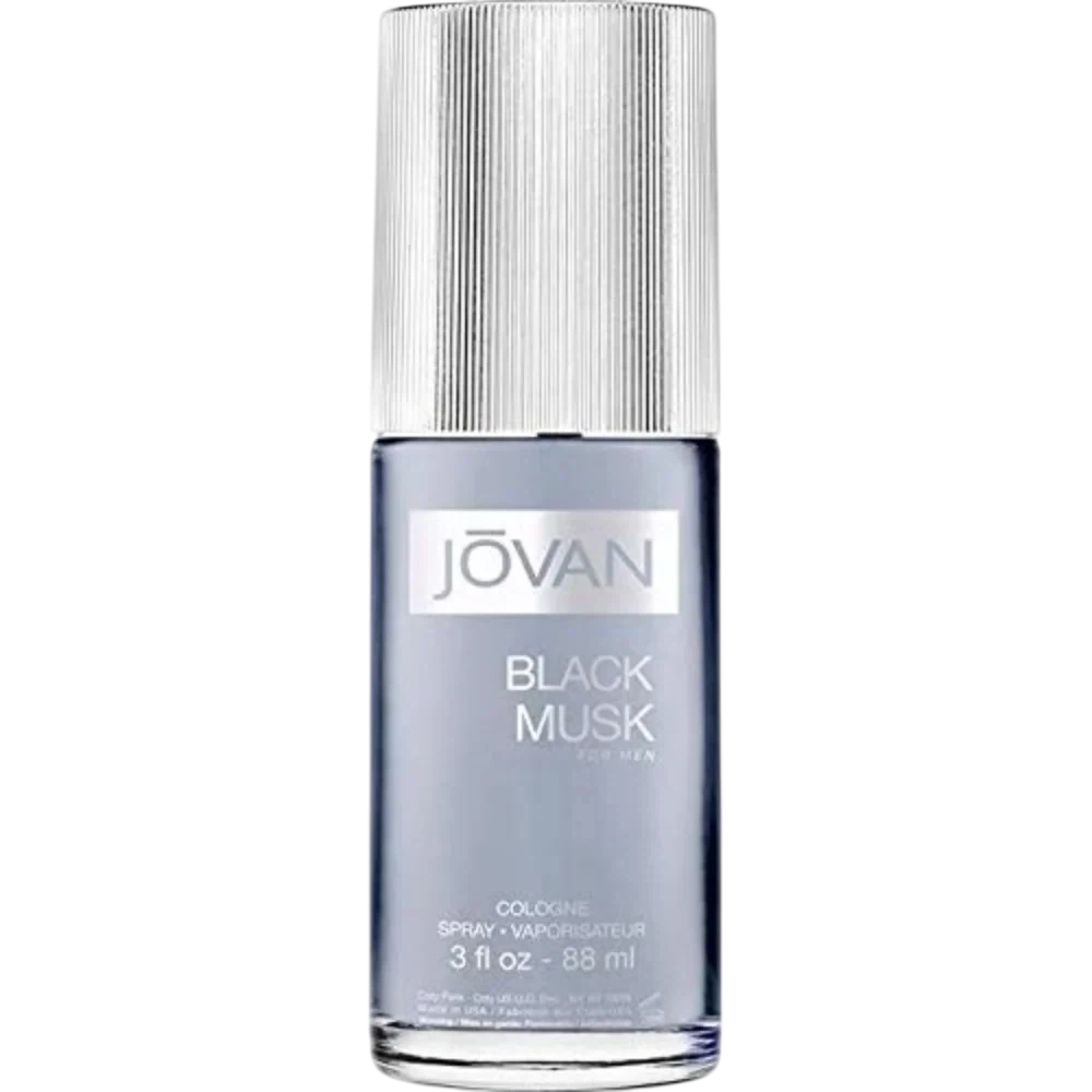 Jōvan Black Musk manufacturer bottle, linked from the supplied product catalogue.