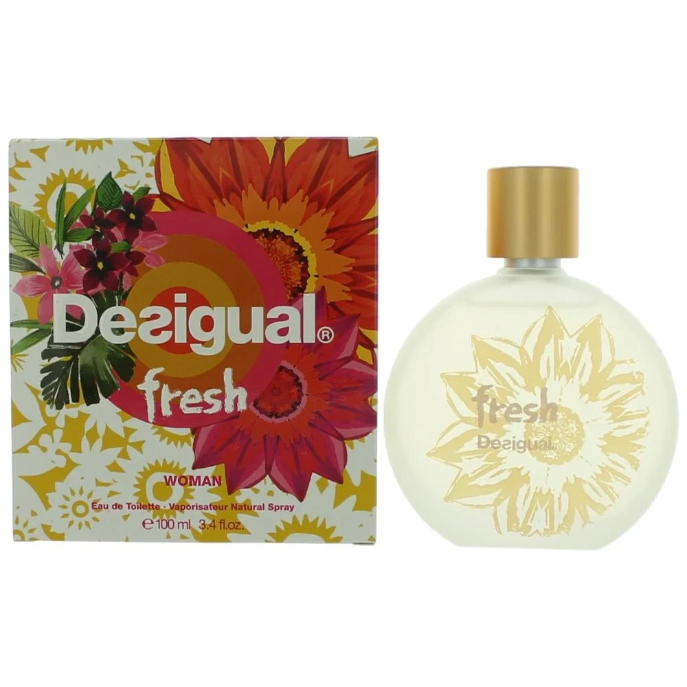 Desigual FRESH WOMAN manufacturer bottle, linked from the supplied product catalogue.