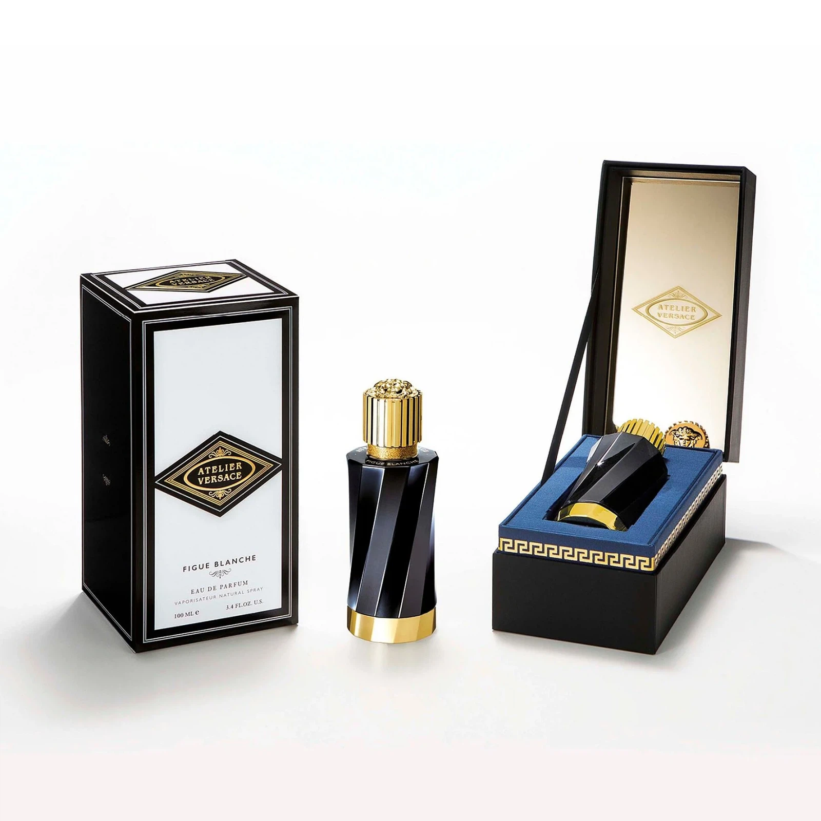 Versace Atelier Figue Blanche Floral Fruity manufacturer bottle, linked from the supplied product catalogue.