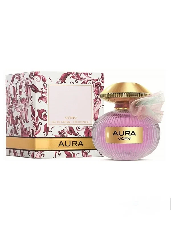 Vurv Aura Pink manufacturer bottle, linked from the supplied product catalogue.
