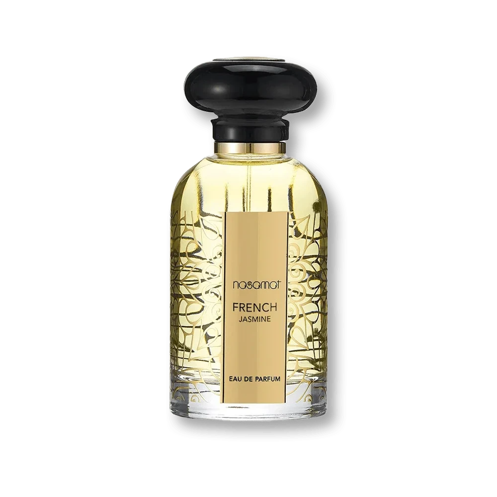 Nasamat FRENCH JASMINE GOLD manufacturer bottle, linked from the supplied product catalogue.