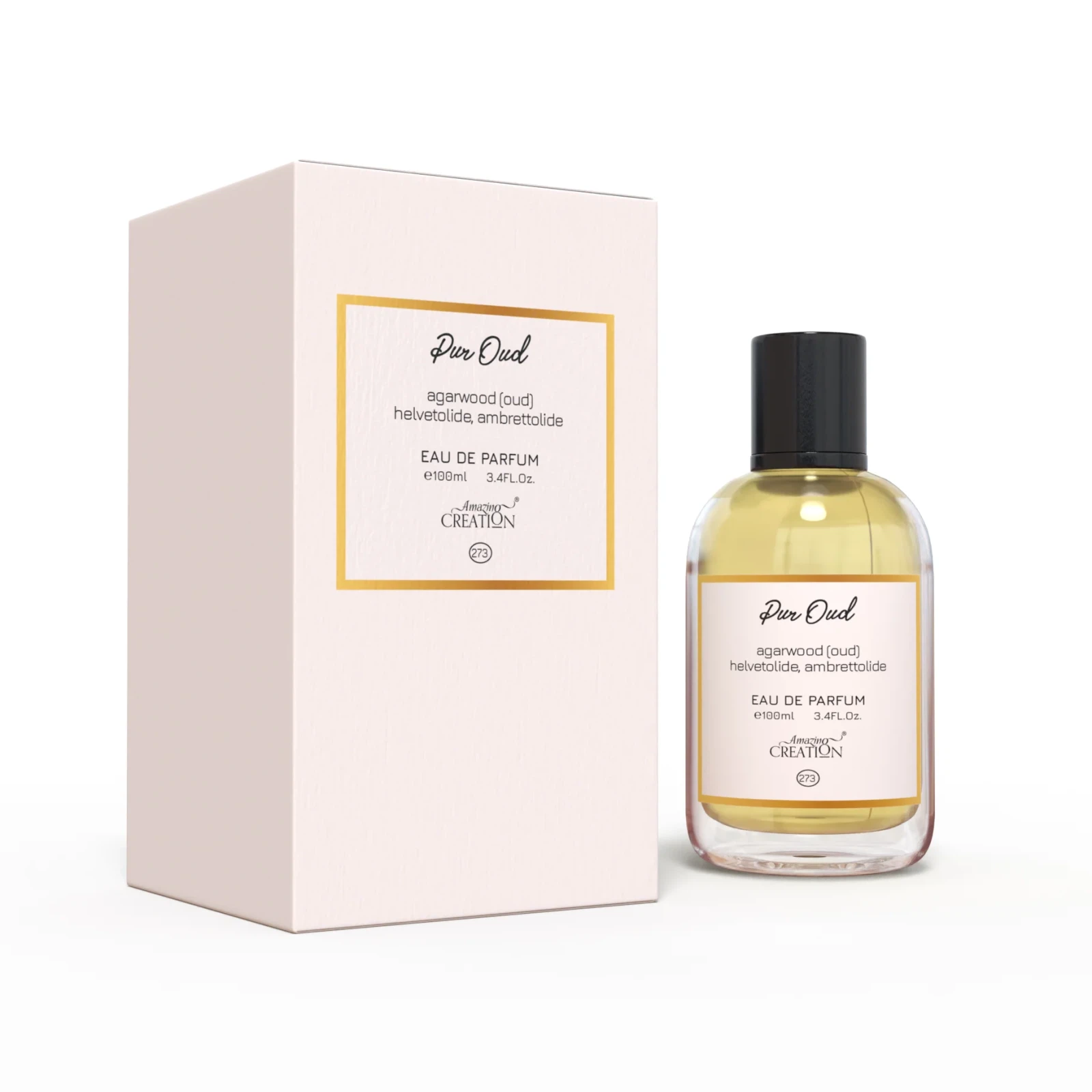 Amazing Creation Pur Oud PFB 273 manufacturer bottle, linked from the supplied product catalogue.