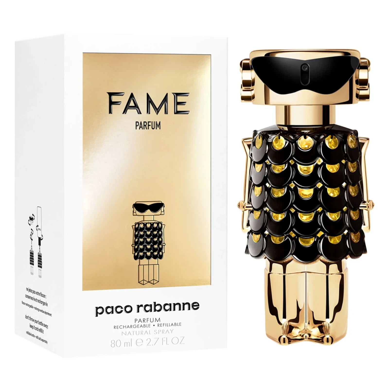 RABANNE FRAGRANCES Fame Parfum manufacturer bottle, linked from the supplied product catalogue.
