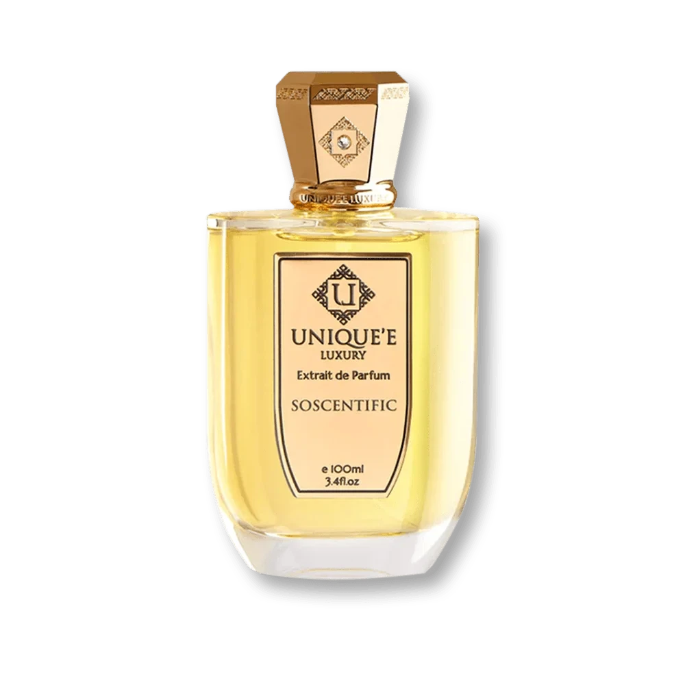 Unique'e Luxury Soscentific manufacturer bottle, linked from the supplied product catalogue.
