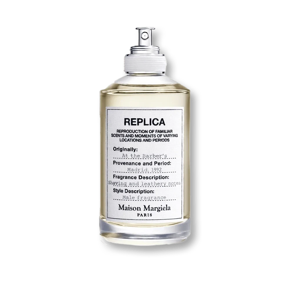 Maison Margiela Replica At The Barber'S manufacturer bottle, linked from the supplied product catalogue.