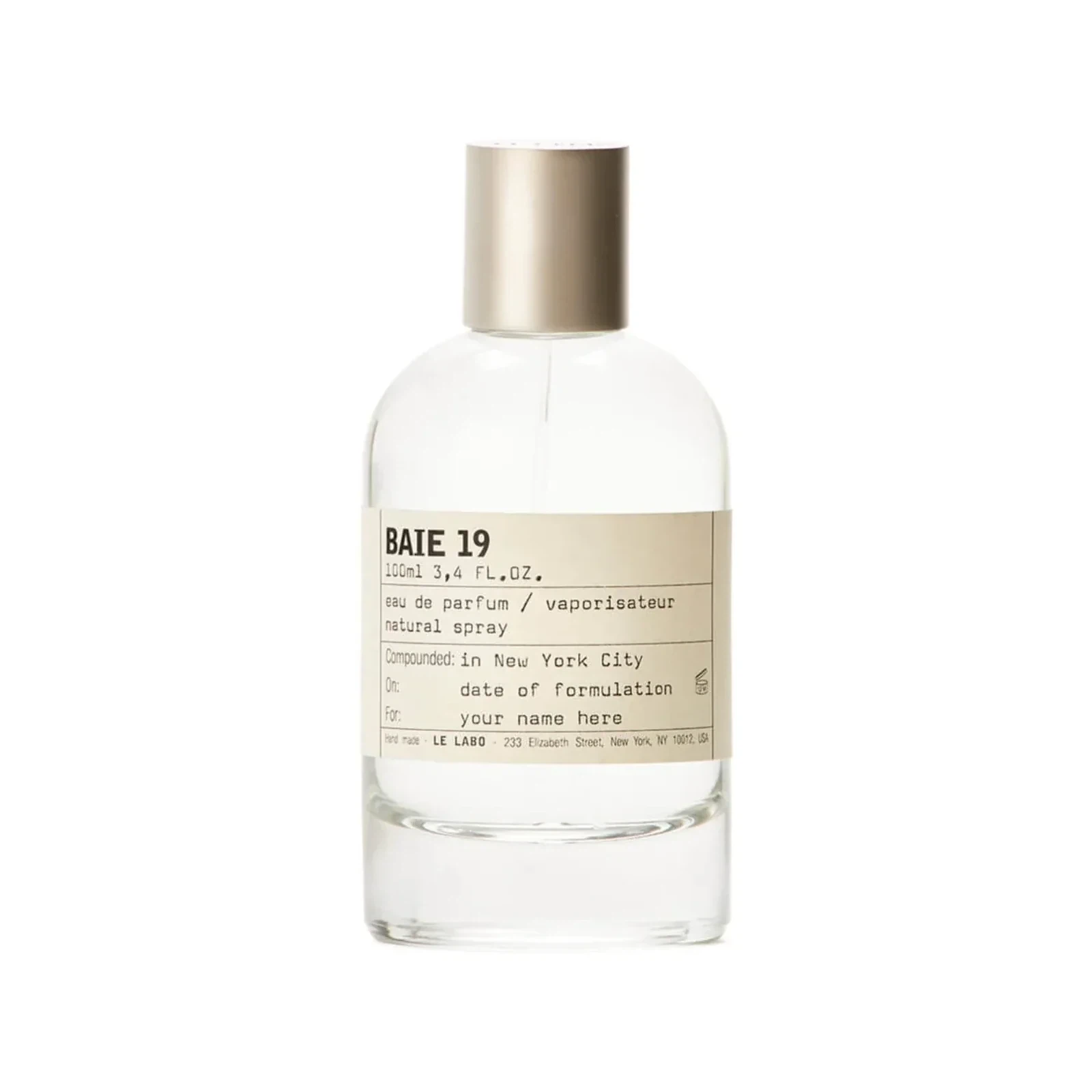 Le Labo Baie 19 manufacturer bottle, linked from the supplied product catalogue.