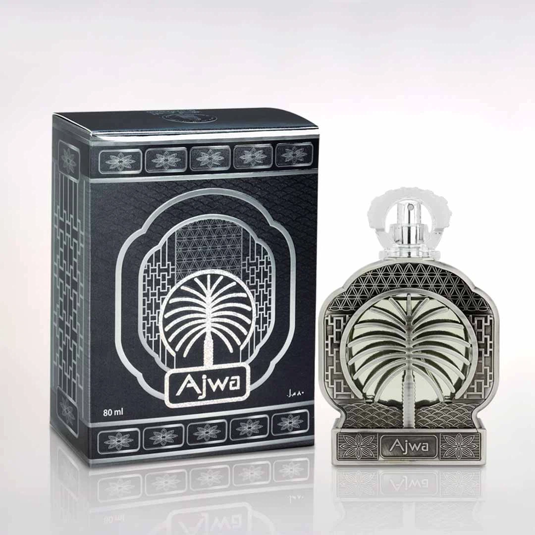 Al Haramain Ajwa Spray manufacturer bottle, linked from the supplied product catalogue.