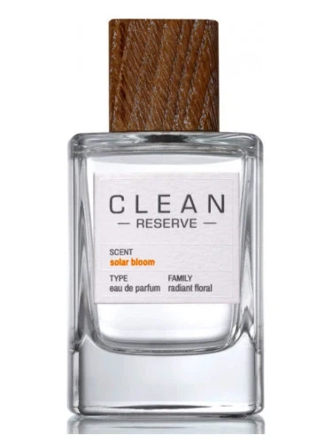 Clean Reserve SOLAR BLOOM manufacturer bottle, linked from the supplied product catalogue.