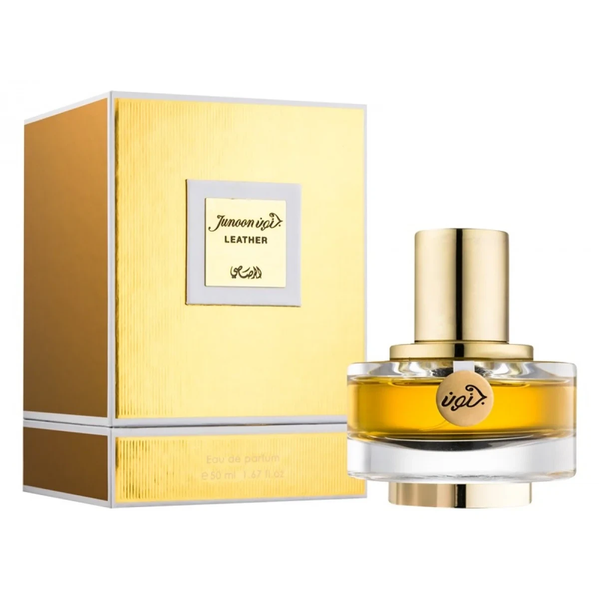 Rasasi Junoon Leather Pour Femme manufacturer bottle, linked from the supplied product catalogue.