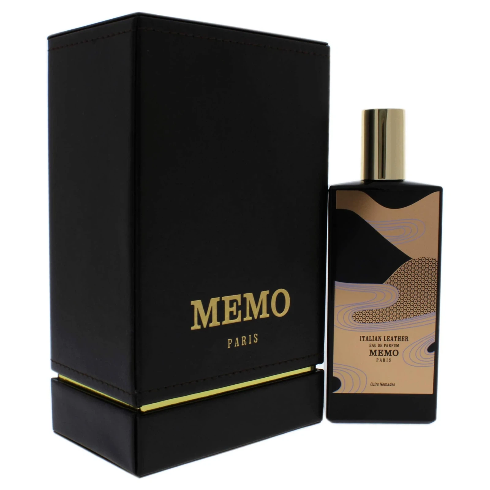 Memo Cuirs Nomades Italian Leather manufacturer bottle, linked from the supplied product catalogue.