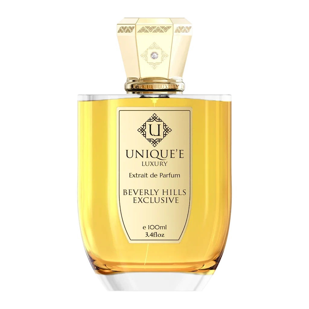 Unique'e Luxury Beverly Hills Exclusive Sweet Tobacco manufacturer bottle, linked from the supplied product catalogue.