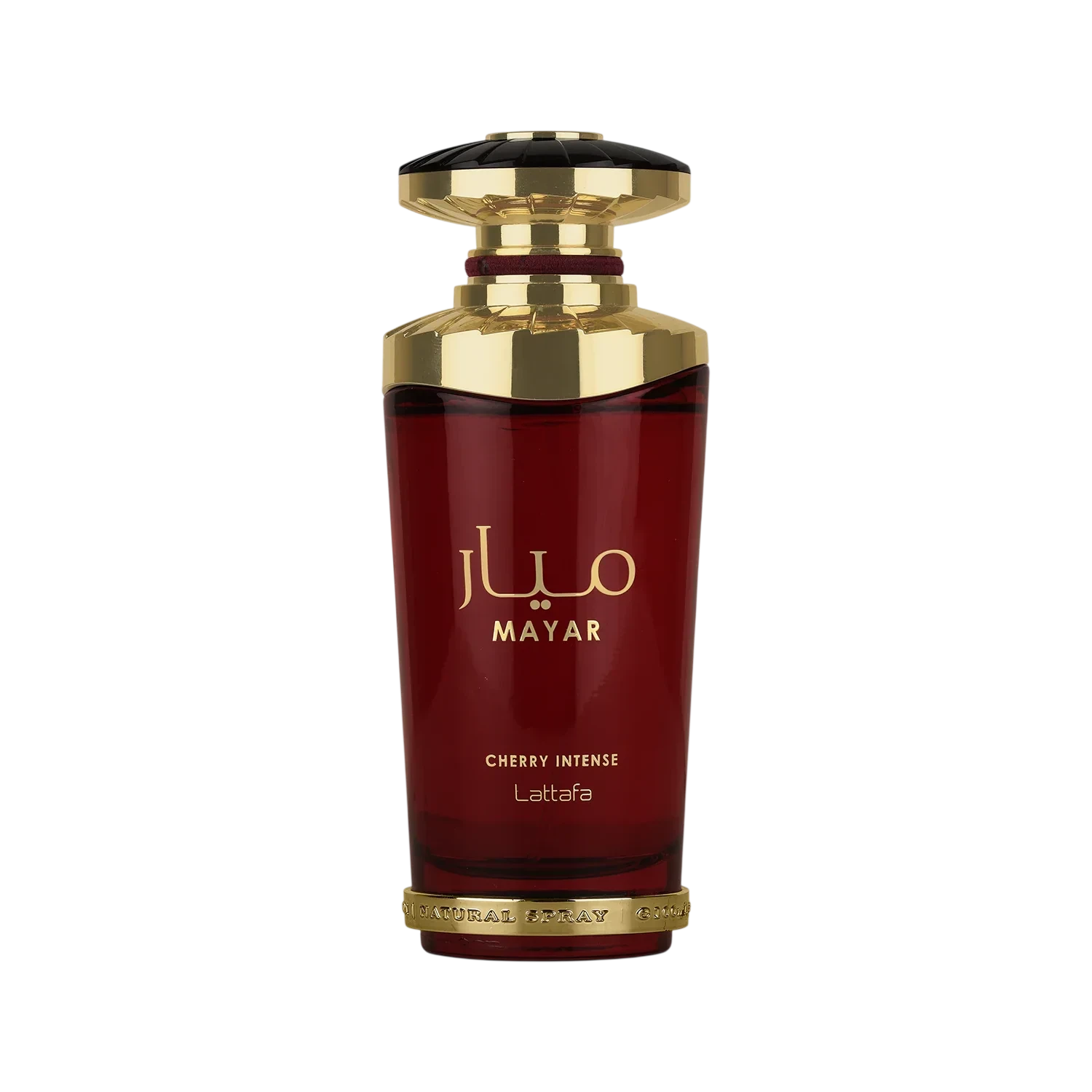 Lattafa Mayar Cherry Intense manufacturer bottle, linked from the supplied product catalogue.