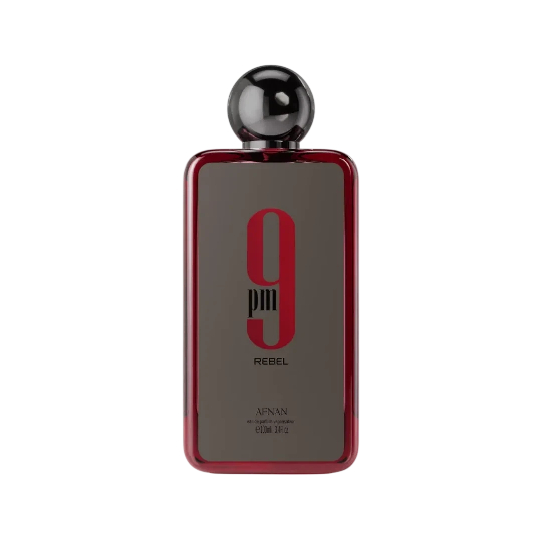 Afnan 9 PM Rebel manufacturer bottle, linked from the supplied product catalogue.
