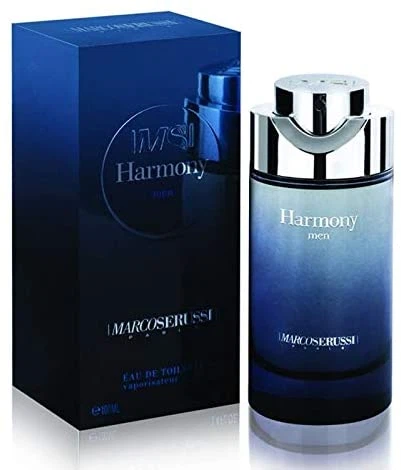 Marco Serussi Harmony manufacturer bottle, linked from the supplied product catalogue.