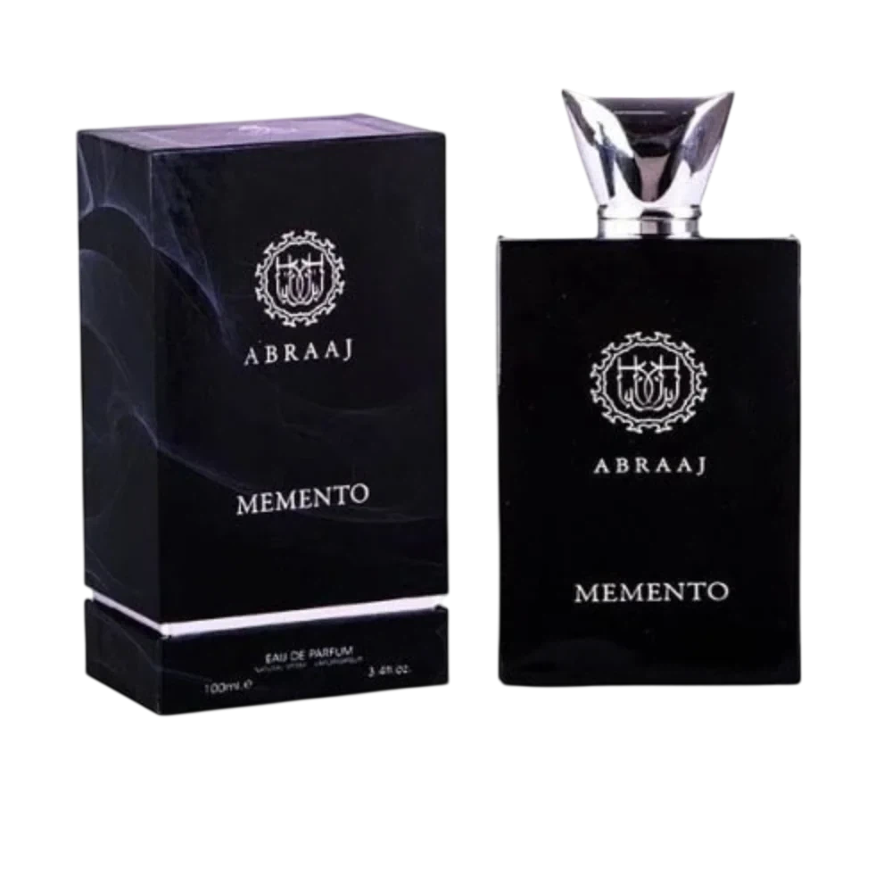 Fragrance World Abraaj Memento manufacturer bottle, linked from the supplied product catalogue.