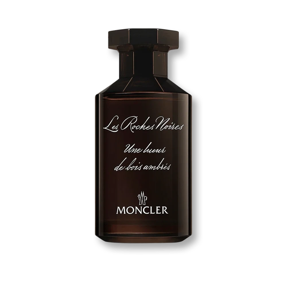 Moncler Les Roches Noires Woody manufacturer bottle, linked from the supplied product catalogue.