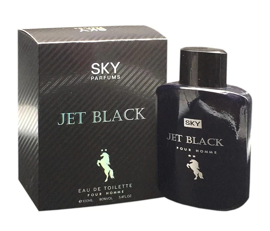 Sky Parfums Jet Black Pour Homme manufacturer bottle, linked from the supplied product catalogue.