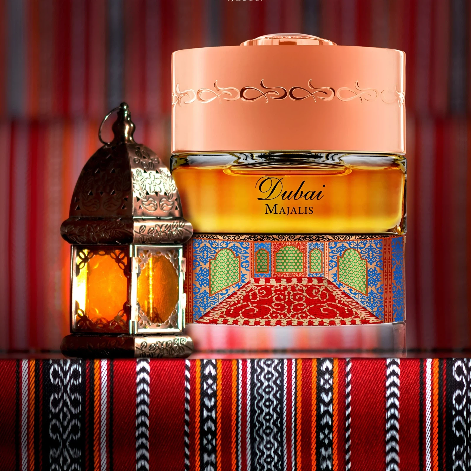The Spirit of Dubai Majalis manufacturer bottle, linked from the supplied product catalogue.