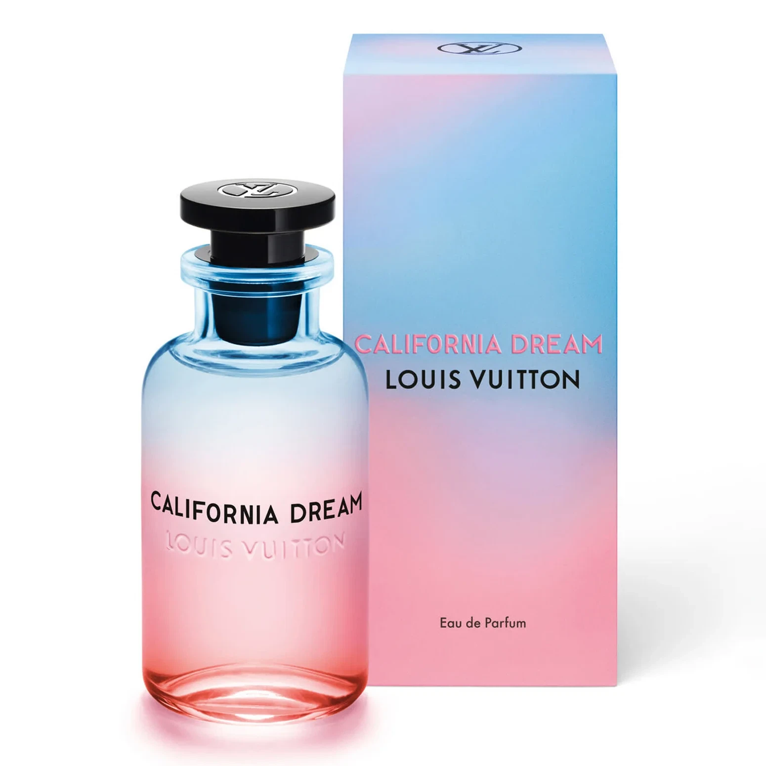 Louis Vuitton California Dream manufacturer bottle, linked from the supplied product catalogue.