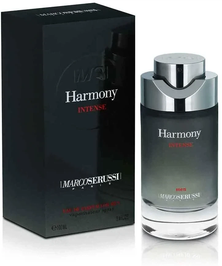 Marco Serussi Harmony Intense manufacturer bottle, linked from the supplied product catalogue.
