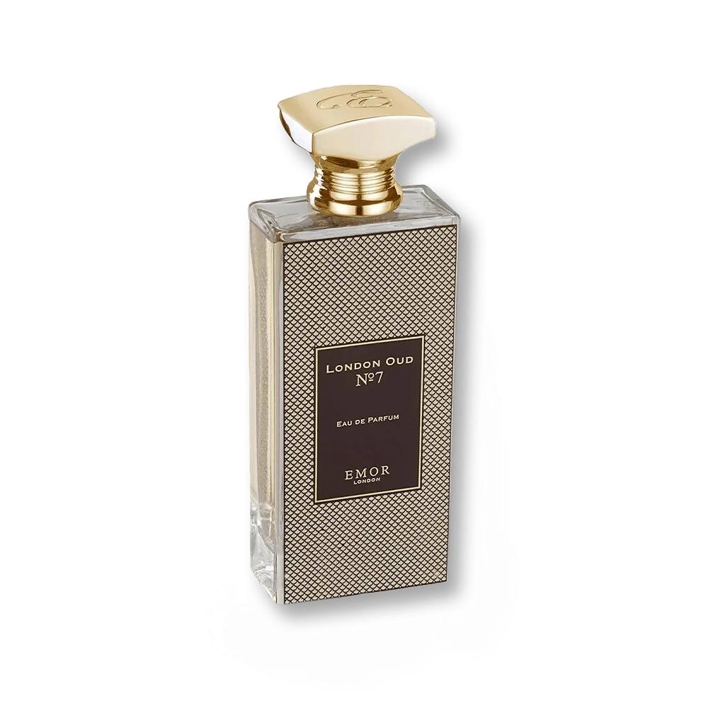 Emor London Oud No.7 manufacturer bottle, linked from the supplied product catalogue.