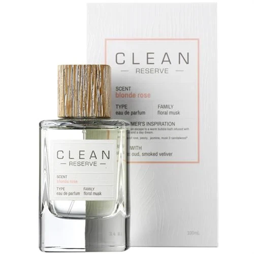 Clean Reserve BLONDE ROSE manufacturer bottle, linked from the supplied product catalogue.