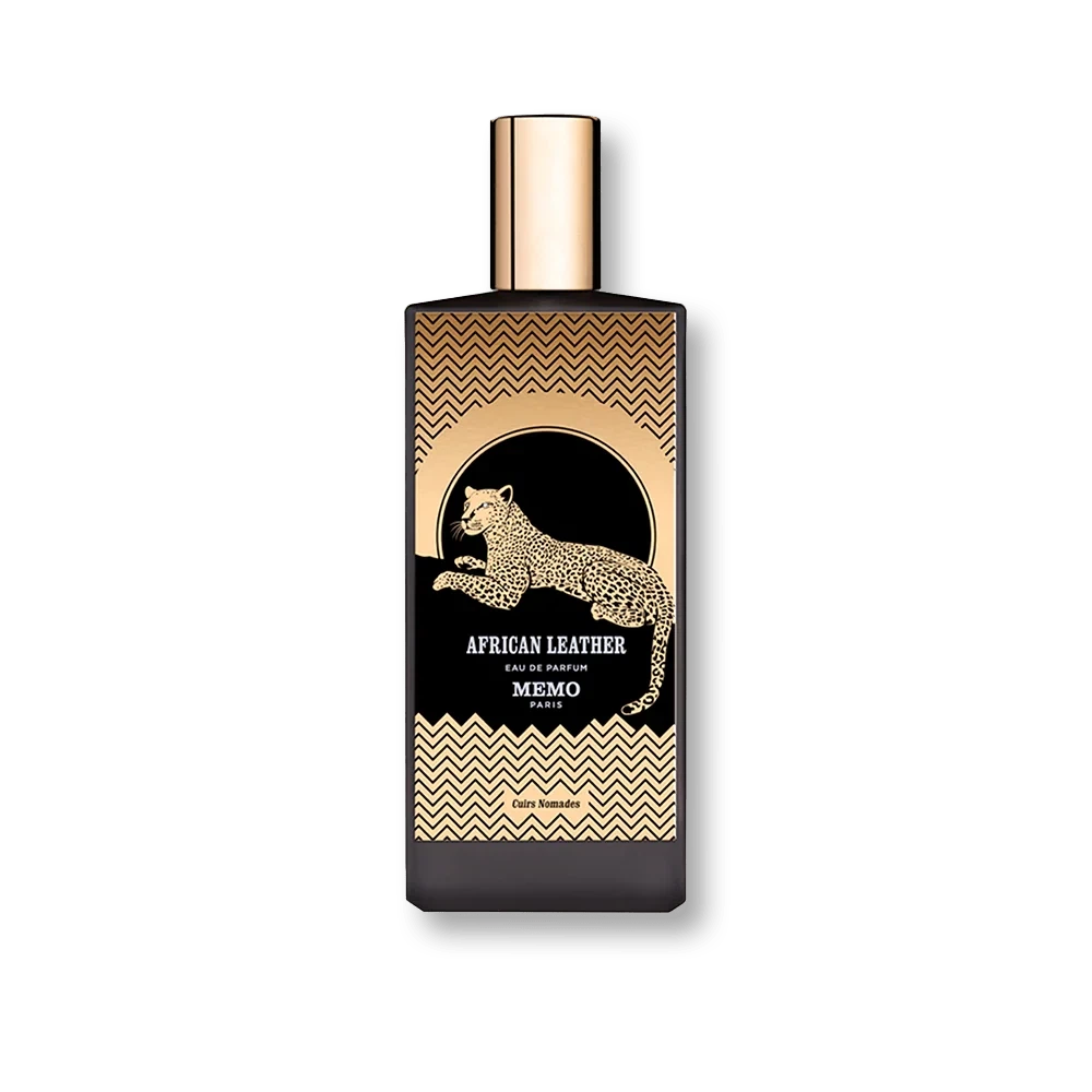 Memo Paris African Leather manufacturer bottle, linked from the supplied product catalogue.