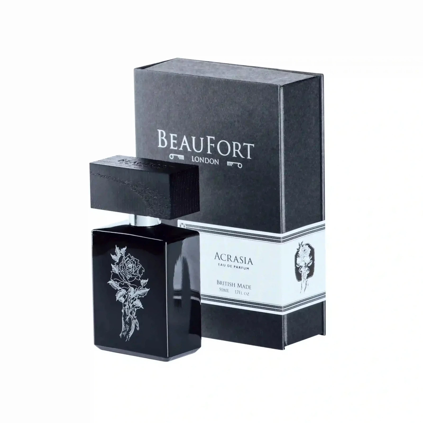 Beaufort London Acrasia manufacturer bottle, linked from the supplied product catalogue.