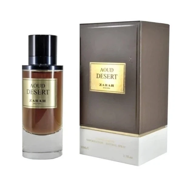 Zarah DESERT AOUD manufacturer bottle, linked from the supplied product catalogue.